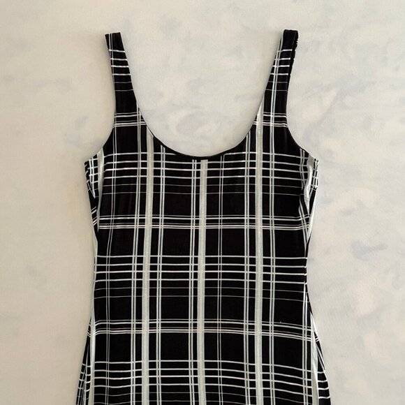 Elizabeth & James Black & Blue Tartan Plaid Silk Mini Dress - Picture 6 of 8